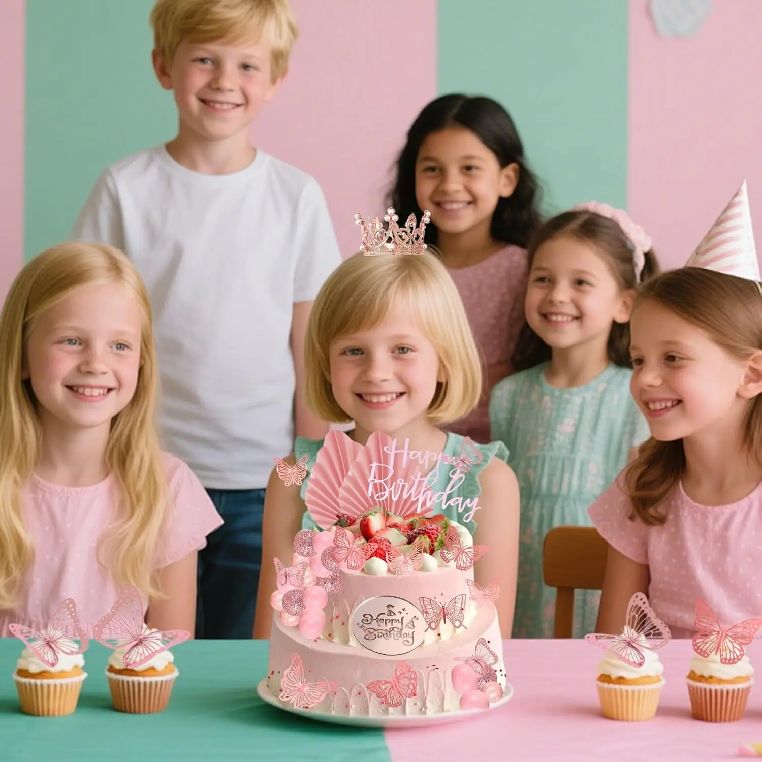 42 Stück Kronen-Kuchenaufsätze, alles Gute zum Geburtstag, Kuchendekorationen, Schmetterlingskronen-Themen-Kuchenaufsätze für Hochzeit, Babyparty, Party-Dekoration – Detail 6
