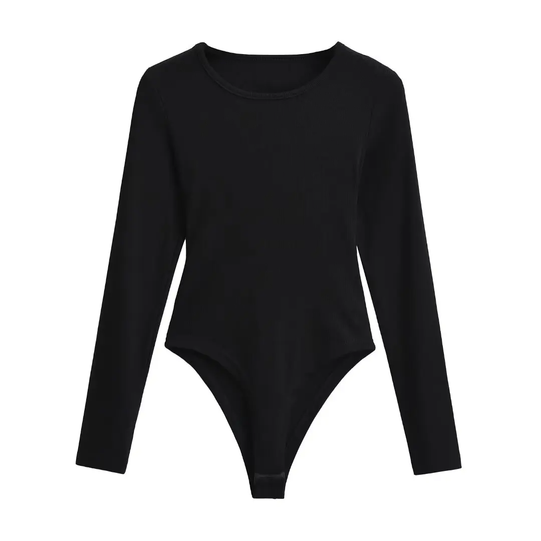 Mono Corto Sexy Estilo Urbano, Manga Larga, Espalda Descubierta, Cintura Alta, Ropa Interior Cómoda e Informal