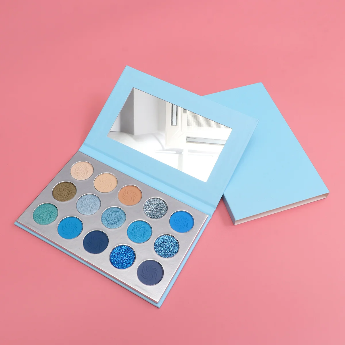Paleta de Sombras para Olhos Feminina com 15 Cores, Tons Ricos e Brilhantes, Fácil de Aplicar, Acabamento Suave, Maquiagem Fashion, Paleta de Sombras Azul