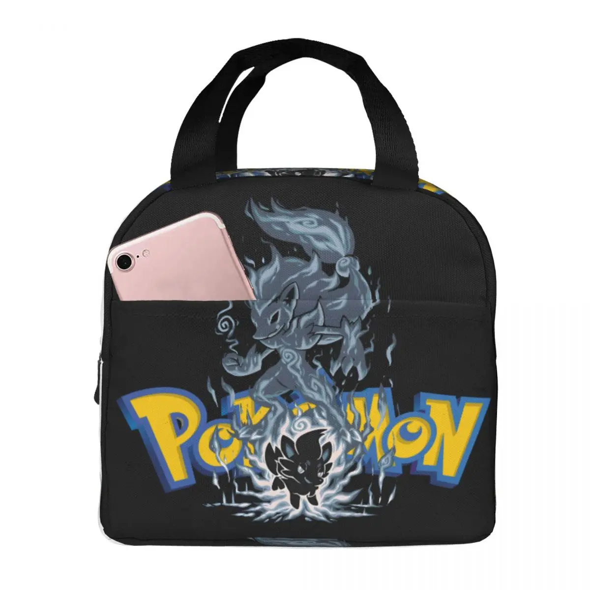 Thermal Lunch Food Box Silhouette Ghost Fox Evolution Aluminum Foil Insulation Pokemon Picnic Bento Box For Women Men Adults