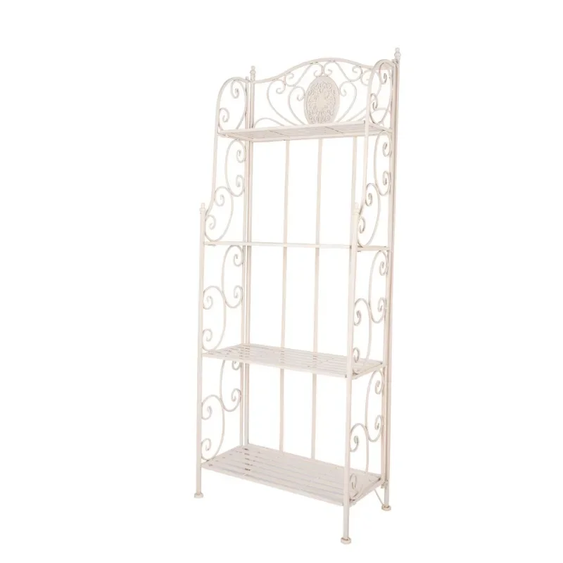

wrought iron multi-layer balcony flower stand, floor-to-ceiling outdoor foldable corner shelf, creative storage bookshelf