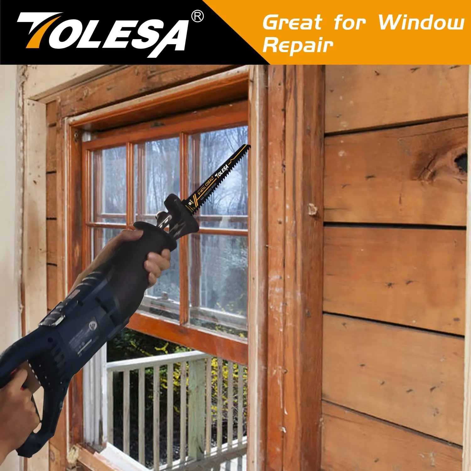 TOLESA 5PCS Reciprocating Saw Blades for Wood Window Door Demolition and Construction Bi-Metal with Cobalt Sharp Cutting 6TPI