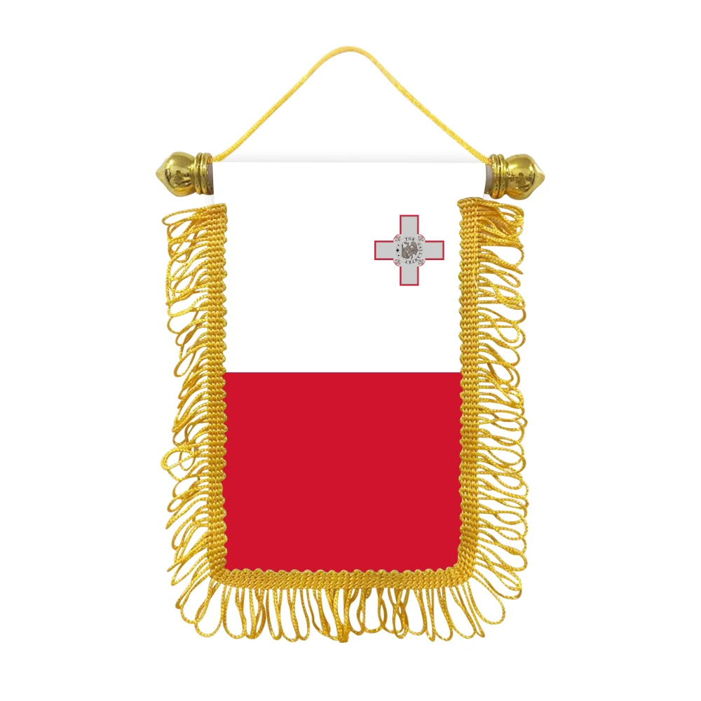 Malta small hanging flag 10x15cm triangular flag car decoration hanging flag double-sided pattern with suction cup