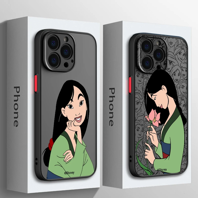 Movie Mulan Disney Girl For Apple iPhone 15 14 13 12 11 Mini XS XR X Pro MAX 8 7 6 Plus SE 2020 Frosted Translucent Phone Case