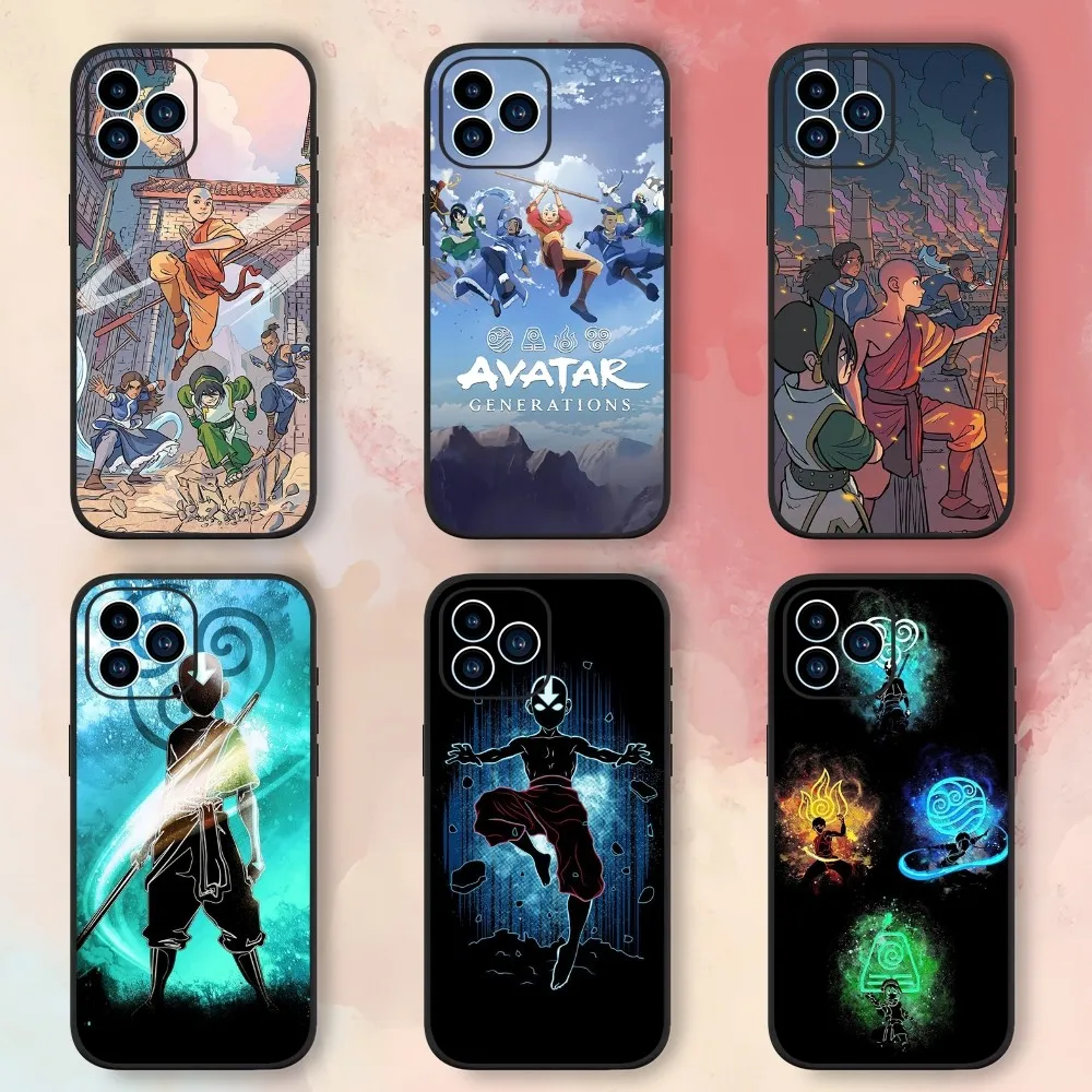 Avatar The Last Airbender Aang Phone Case For iPhone 15,14,13,12,11,XS,XR,X,8,7,Pro,Max,Plus,mini Black Silicone Soft Shell