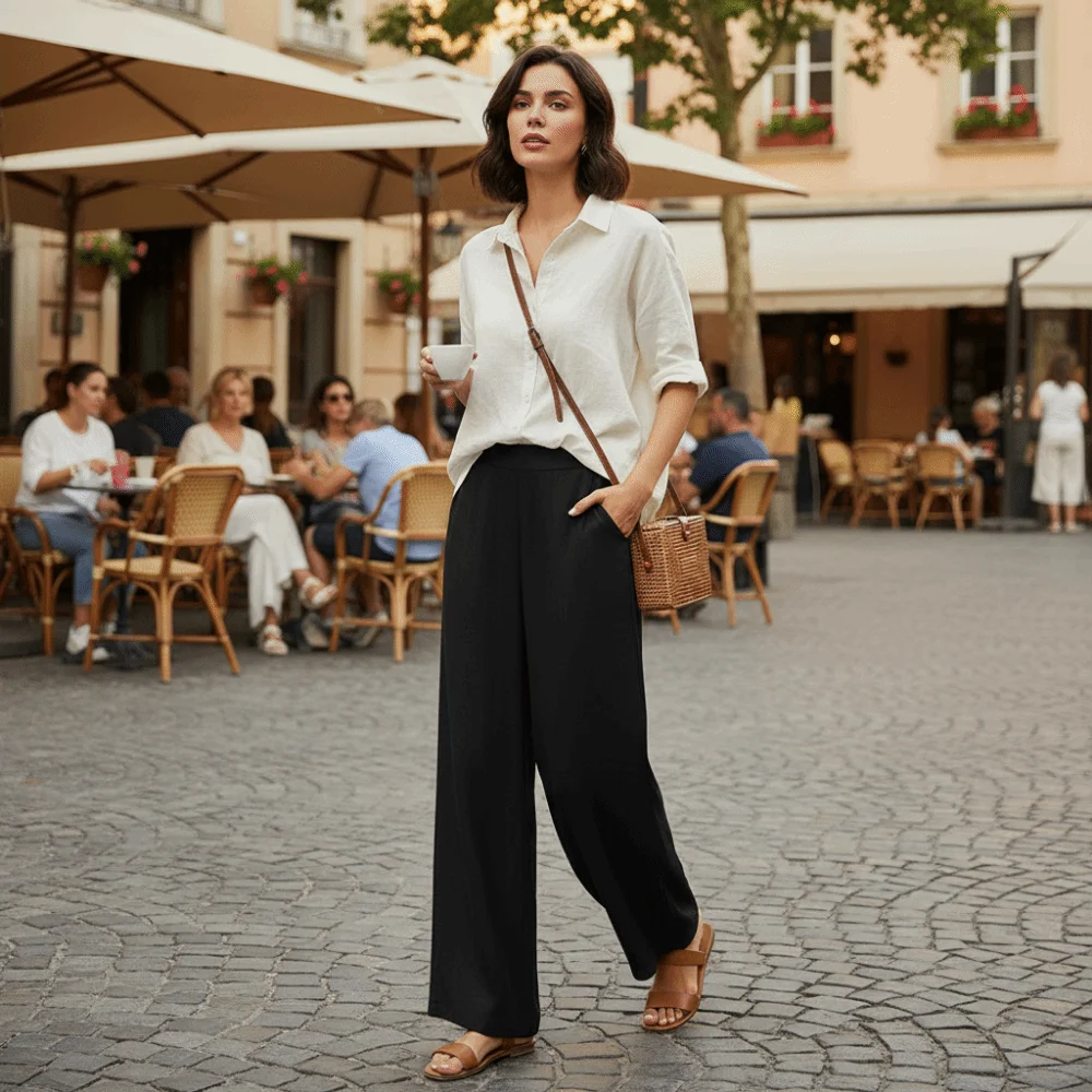 Thin Retro Style Wide Leg Pants High Waist Straight Leg Casual Pants Summer Loose Loose Pants Spring Season