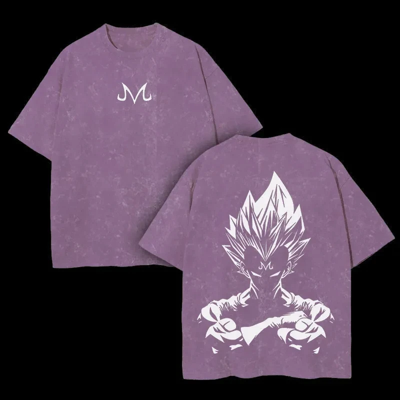 Vegeta Anime Dragon Ball Mannen Gewassen T-shirt Harajuku Zomer Katoen Fitness Vintage Straat Oversized Vrouwen Casual Korte Mouwen