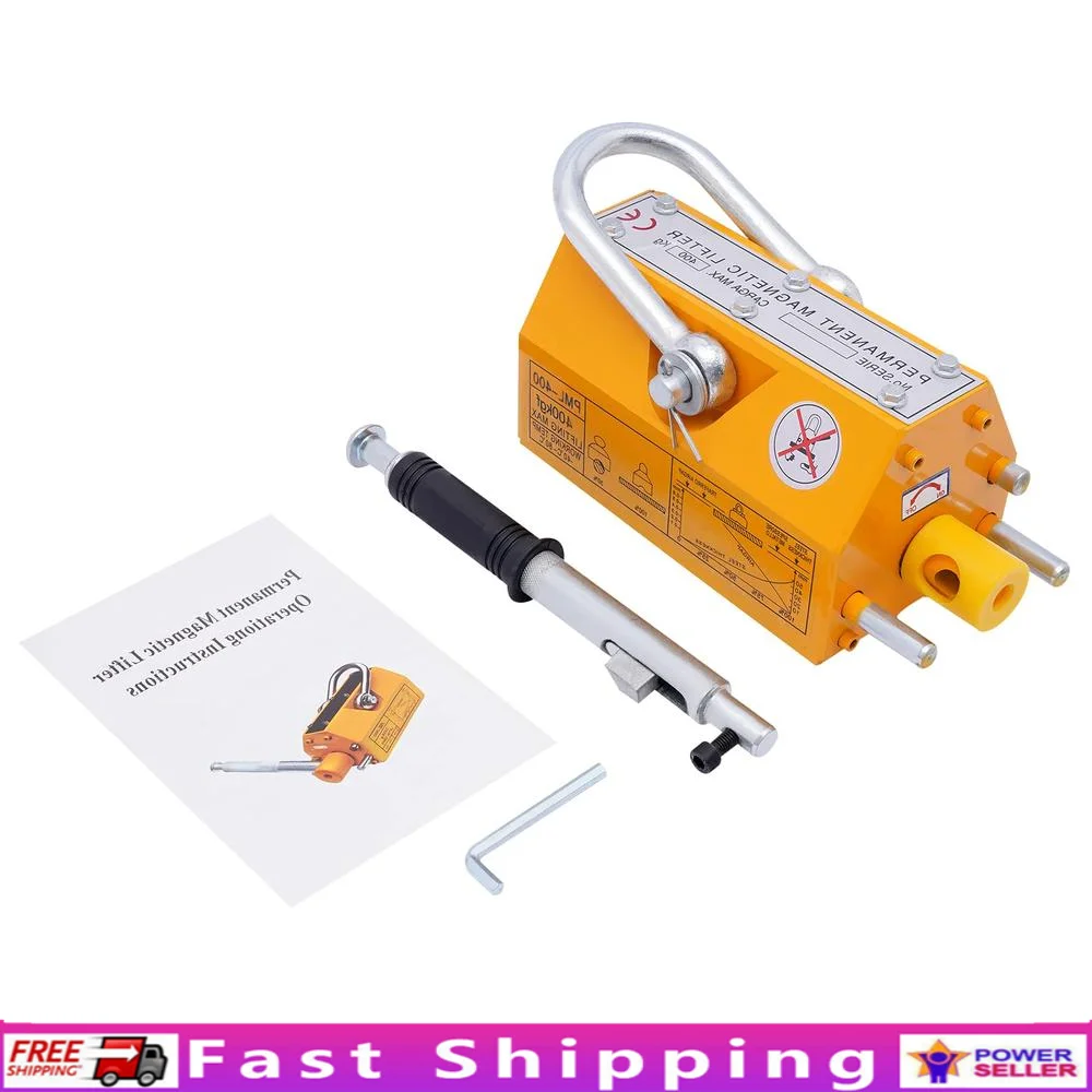 880LBS Steel Magnetic Lifting Heavy Duty Hoist Shop Crane Block Board N42 Permanent Lift Magnet U-Slot Rotating Shaft Easy