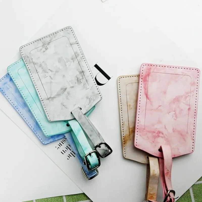 대리석 무늬 PU 수하물 태그 - 이름 카드 슬롯이 있는 세련된 여행 가방 식별자