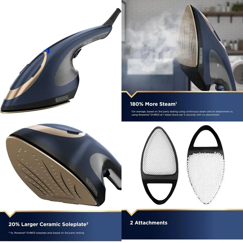 

Универсальный утюг-отпариватель с усиленной подачей пара и технологией однотемпературного режима, керамическая пластина, подходит для всех типов тканей