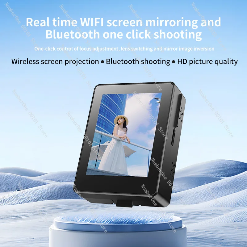 CL07 Selfie Screen Projector, Wireless Mirroring for Rear Camera, Bluetooth Remote Control Selfie Stick for Vlog Live Streaming