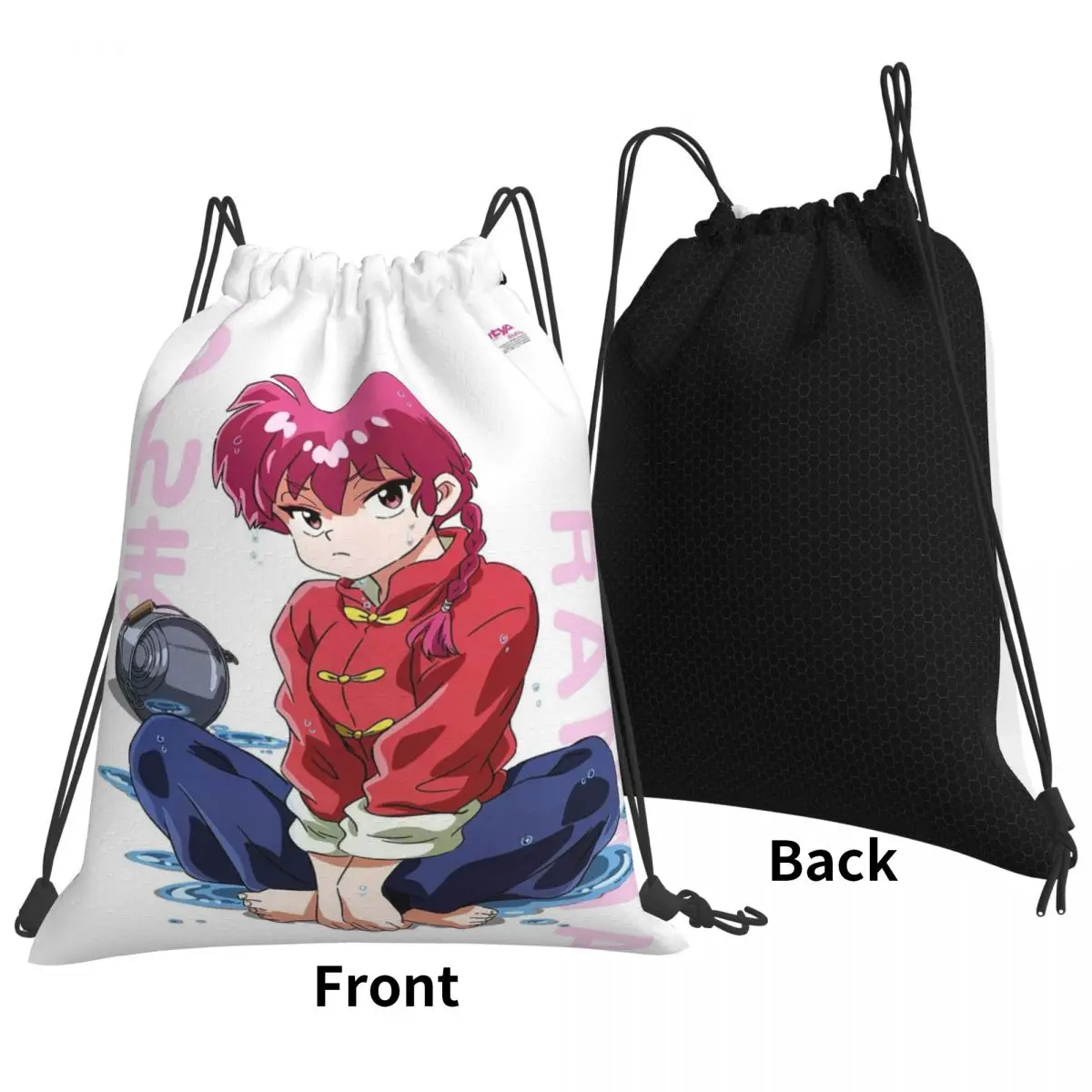 Ranma 1/2 Saotome Pig Girls P Chan Backpacks Portable Drawstring Bundle Pocket Shoes Bag Book Bags for Man Woman Students