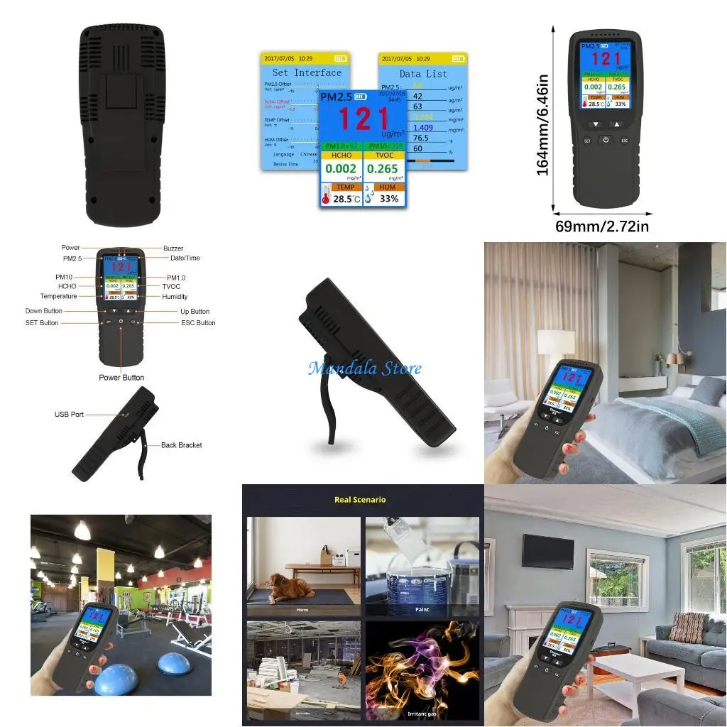 

U2JC Multifunction Gas Analyzers Lightweight Design Build in Alarm Systems Immediate Air Quality Data Temperature Humidity Test