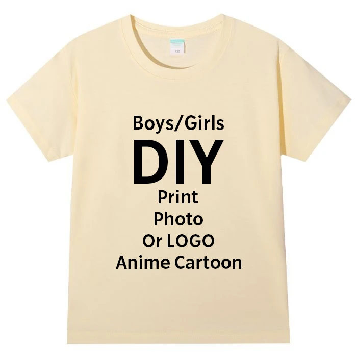 Customized T Shirts for Boys Girls 100% Cotton Tops Anime Cartoon Photos That Kids Like Birthday Gift Design LOGO Graphic Print