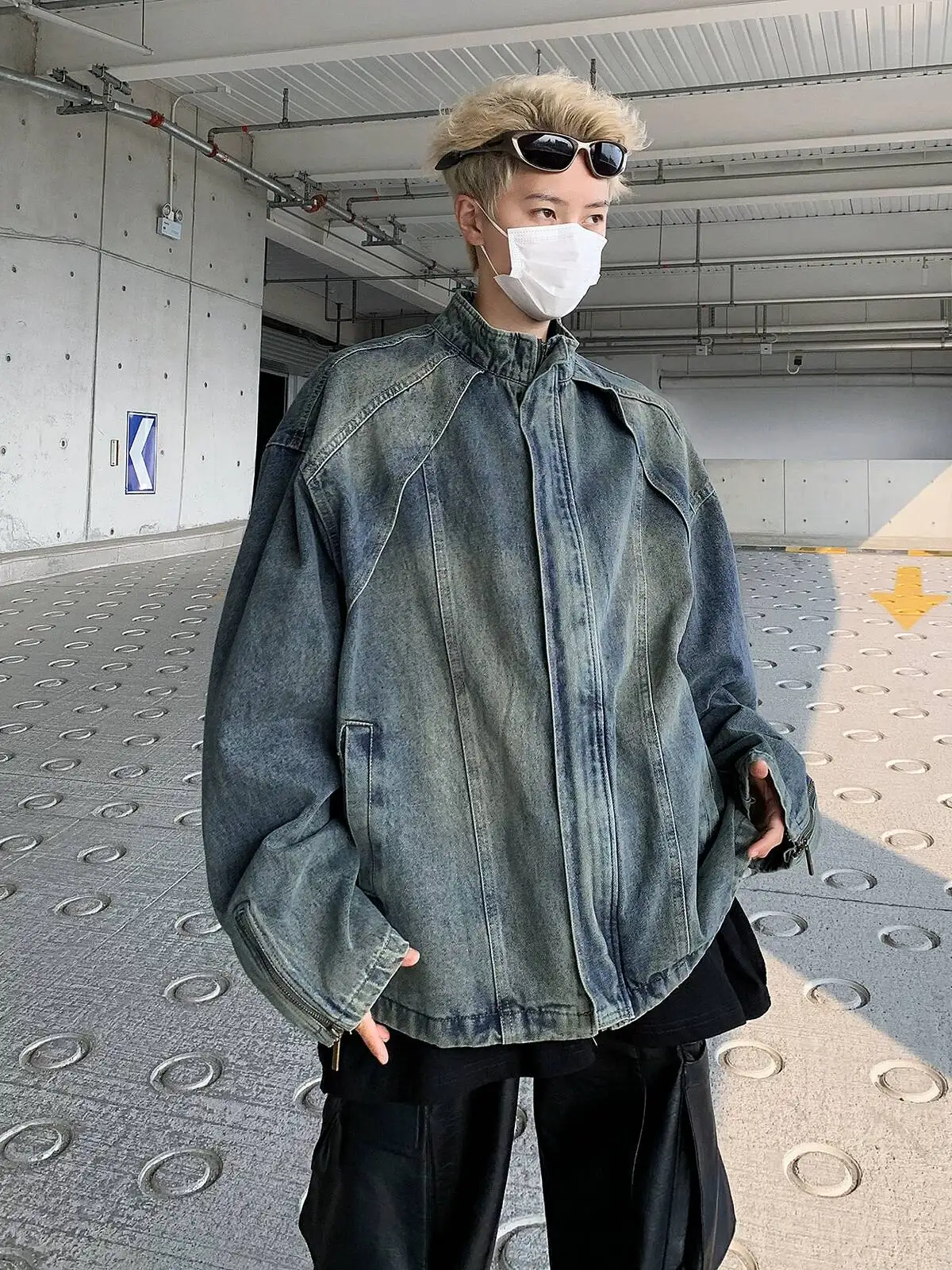 Image 6: Veste en jean pour homme 2026 – Nouvelle veste en jean déstructurée épaisse pour homme, coupe ample, style rétro américain, col montant, fermeture éclair, manteau d'extérieur