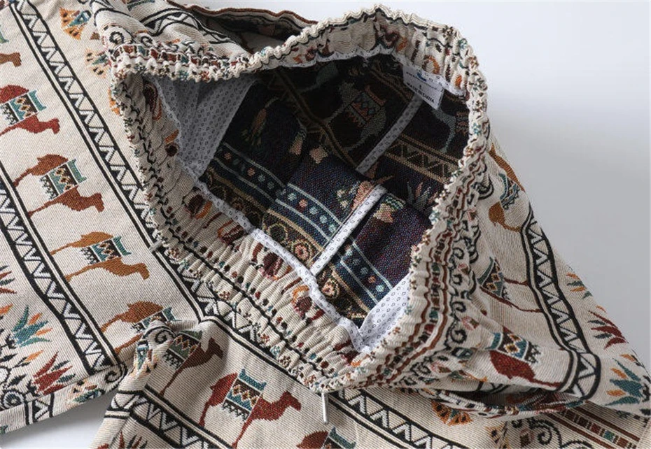 Mens Casual Shorts Streetwear Vintage Pattern Embroidery Knee Length Pants Men 2025 Summer New Harajuku Baggy Short Male