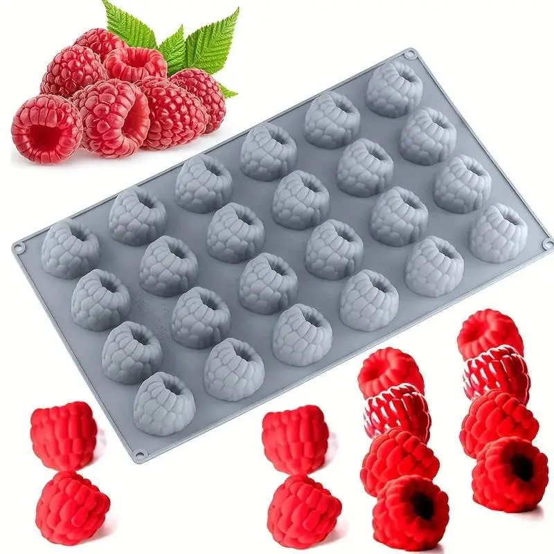 【S】24-Cell Raspberry Design Food Grade Silicone Cake Mold Mousse Mould Chocolate Mold Dessert Baking Tools Kitchen Supplies