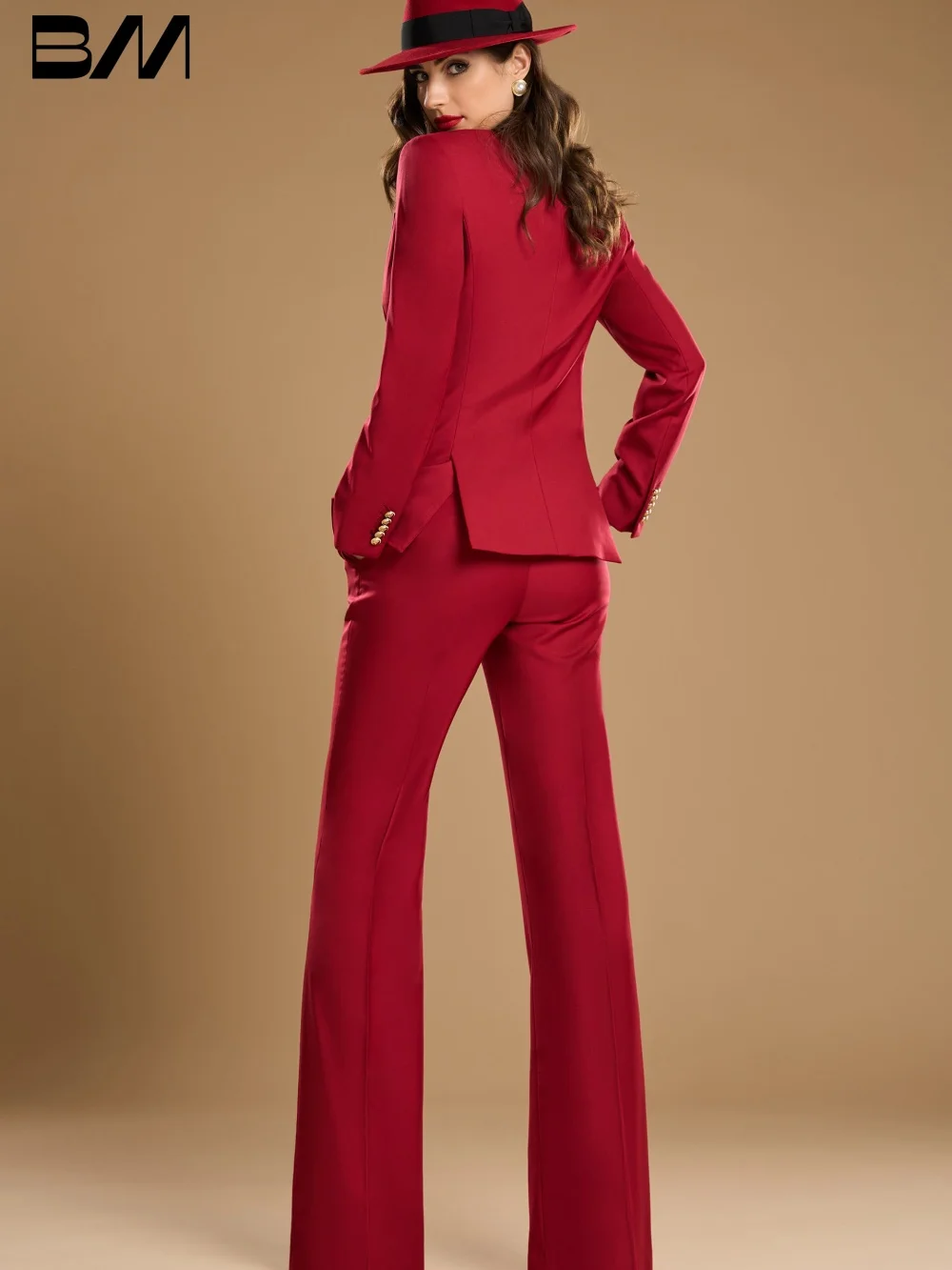 Elegant Red Office Suit for Women Formal Single Button Pant Suits Classic Women Suits For Wedding GuestSuit Customized Suit