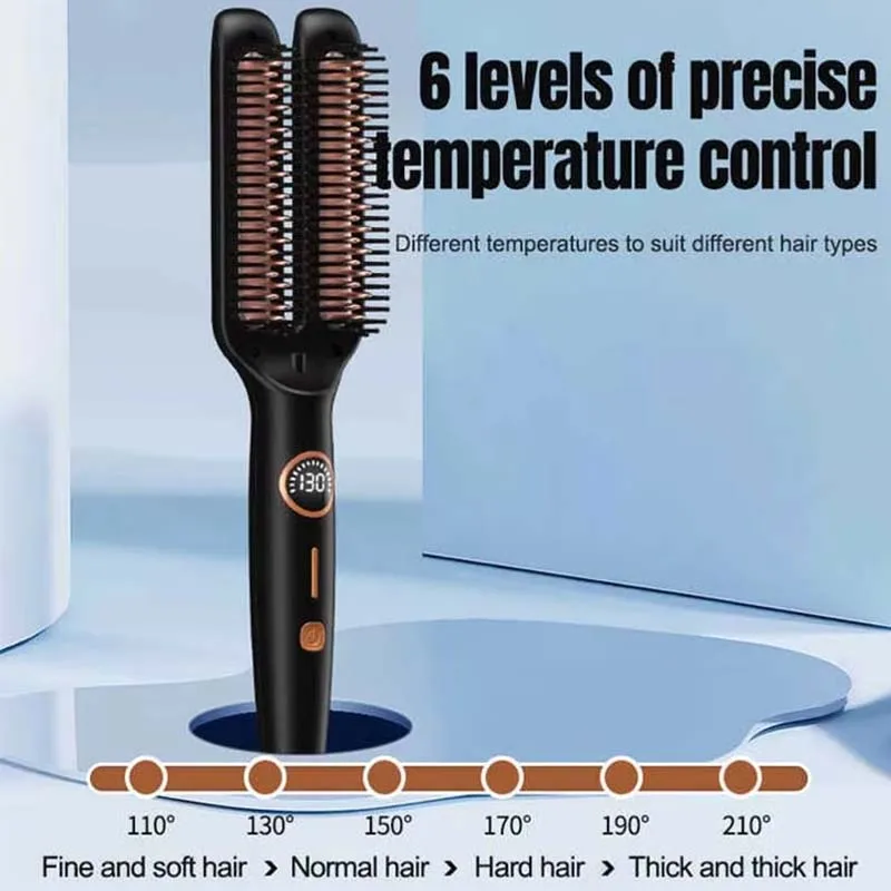 Electric Hot Comb Hair Straightener Brush One Step Hair Straightener Brush Lcd Digital Hot Comb Portable Hair Straightener Brush
