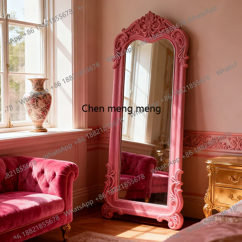 

French Retro Full-Length Mirror Floor-Standing American Style Clothing Store Dressing Room Home Dressing Mirror