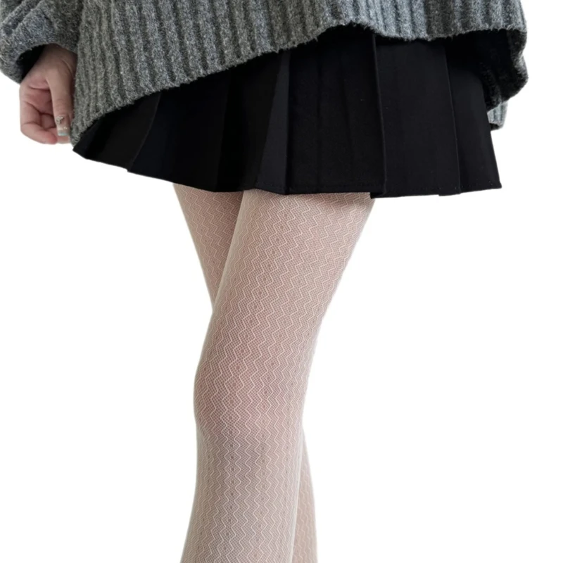 Wavy Striped Pattern Fishnet Mesh Tights Stockings for Party and Office Wear