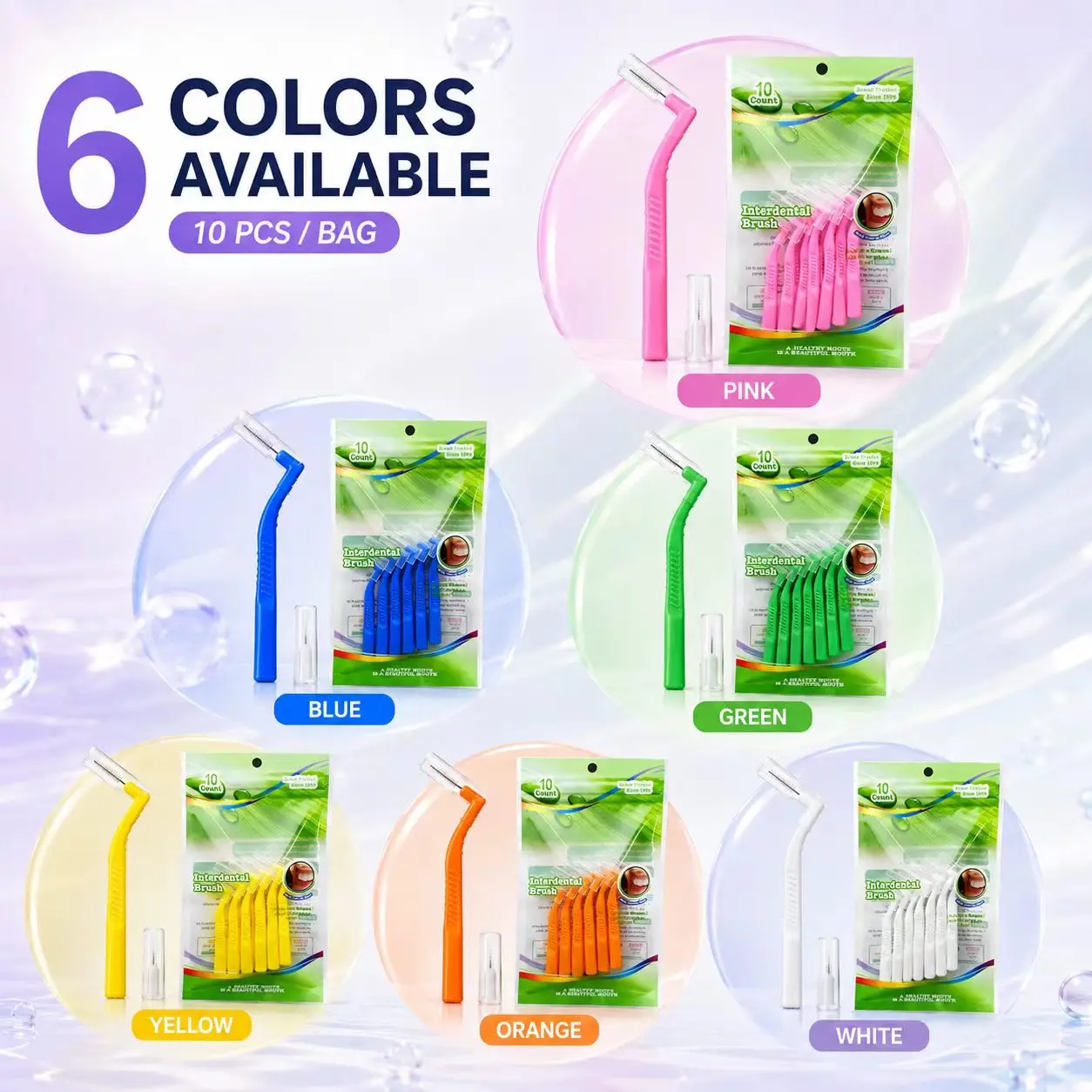 L-shaped Interdental Brushes, deep clean teeth gaps, remove residues, fresh breath, daily oral care tools