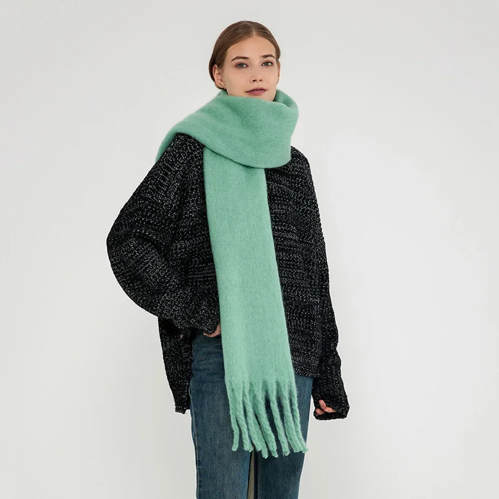 

2024 Autumn Winter New Fashion Cashmere Scarf Women Thick Warm Pashmina Shawls Wraps Solid Color Tassel Office Lady Blanket Z30