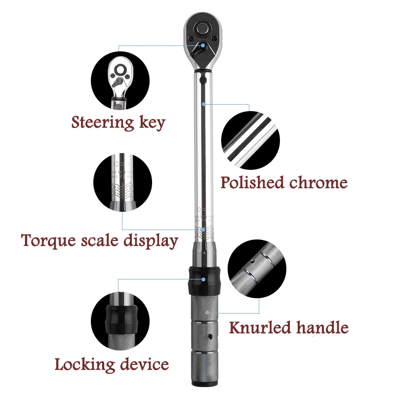 Torque Wrench Set 1/4'' Drive 2-24N.m Preset Spanner Key Adjustable Torque Wrench Bicycle Motorcycle Repairs Tools