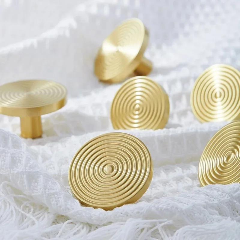 Brass Swirl Design Furniture Knobs Gold Single Hole Pulls Modern Wardrobe Kitchen Cabinet Bar Dresser Drawer Handles