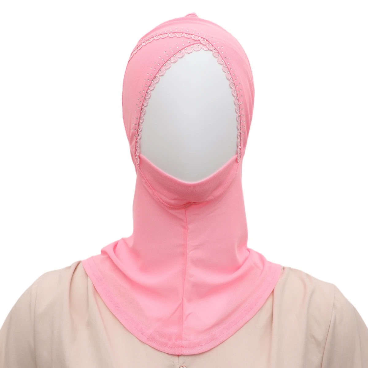 

Solid Black Hijab Cap Lightweight Stretchable Muslim Head Wrap Scarf Beach Towel Summer Shawl Adjustable Size Pink Color Ramadan