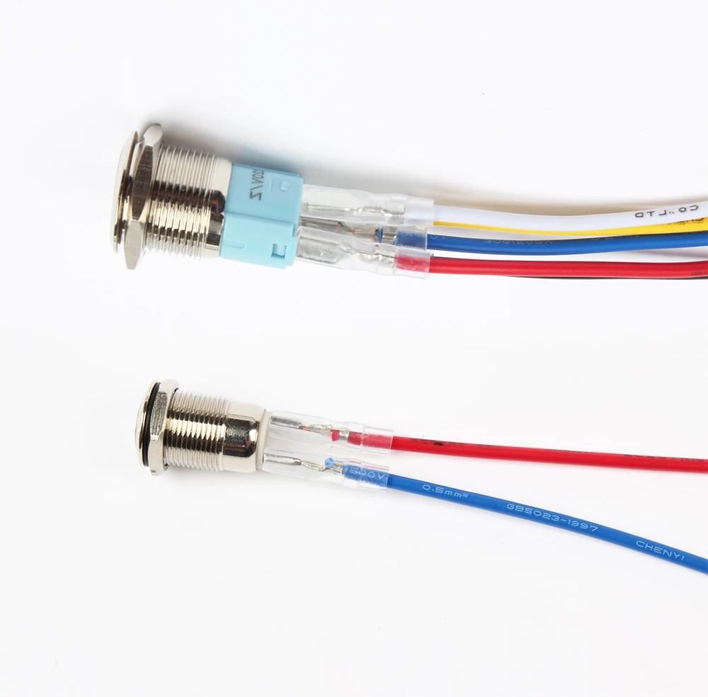 12mm 16MM 19mm 22Mm metal push button wiring 2-6 wires cable for stable lamp light button