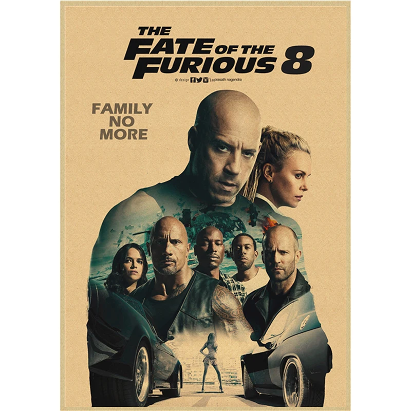 The Fast and the Furious Classic Movie Print Kraft Paper Posters For Room Living Painting Art Home Wall Decor Pictures Gif