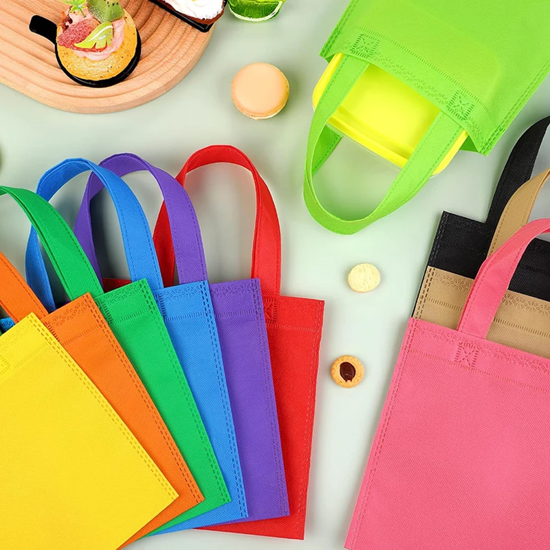 5 Stück leere Goodie-Taschen, 15/20/25 cm, Vliesstoff, wiederverwendbar, für Festivals, Geschenke, Aufbewahrung, Partygeschenke, Tasche für Kinder, Geburtstag, TMZ – Detail 5