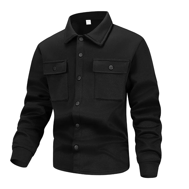 Men's Shirts Multi-pocket Long-sleeved Jackets Solid-color Button Cardigan Casual Tops