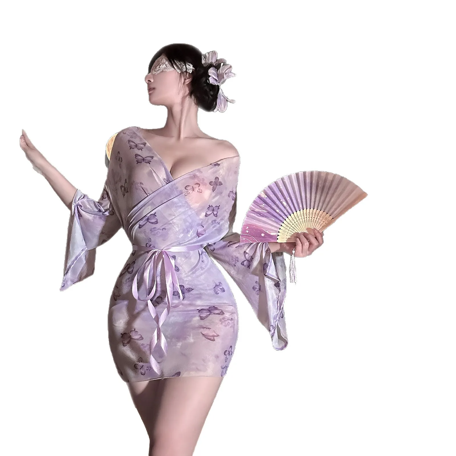 

Сексуальное платье-ципао с открытыми плечами и цветочным принтом, с завязками на талии, вырезами и открытой спиной, в стиле Pure Desire, FCIW