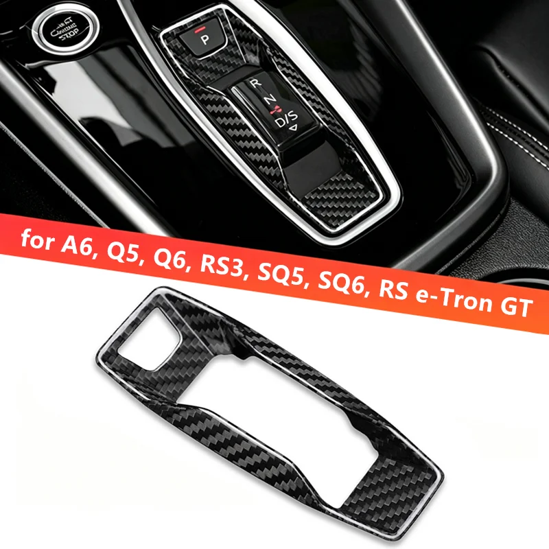 Real Carbon Fiber Central Control Gear Shift Knob Panel Cover Sticker Case for AUDI A6 Q5 Q6 RS3 SQ5 SQ6 RS e-Tron GT Decoration