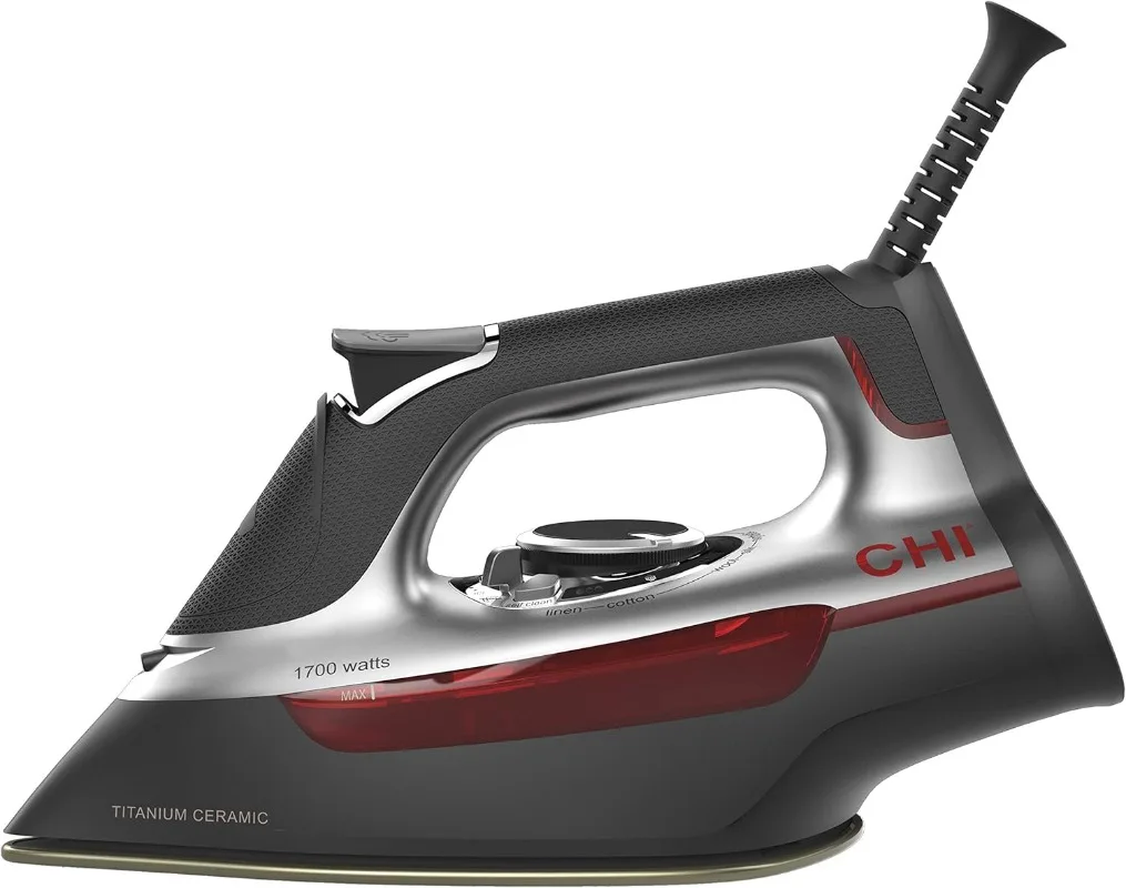 

Steam Iron for Clothes with 300+ Holes for Powerful Steaming,1700 Watts, XL 10’ Cord, 3-Way Auto Shutoff, Silver