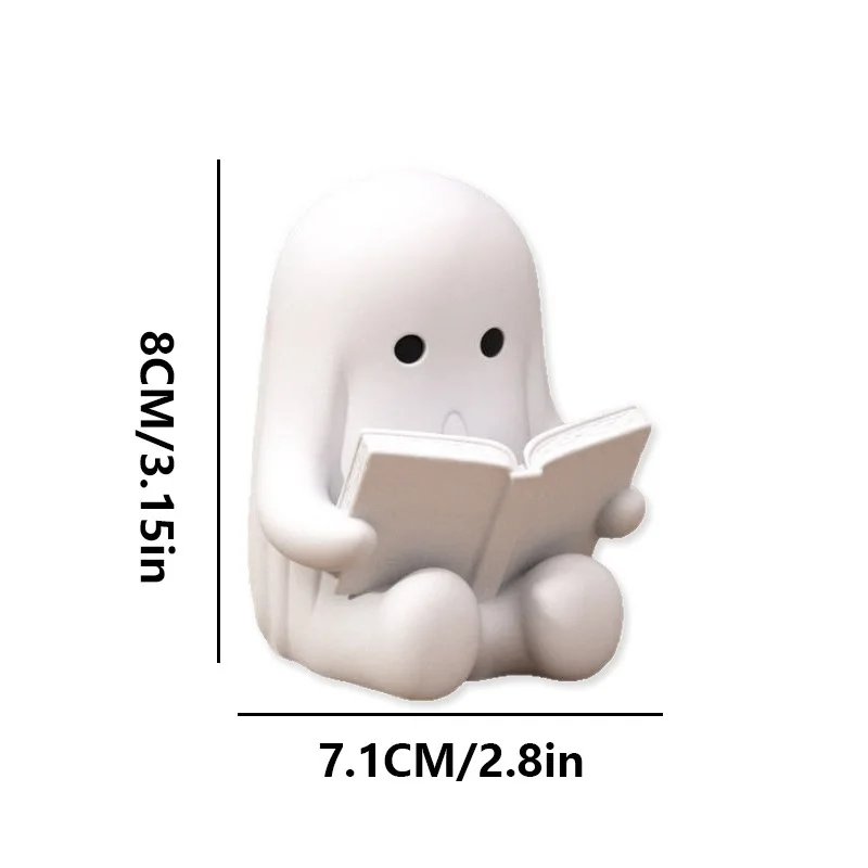 1/2 Piece Set of White Ghost Reading Figures for Halloween, Reading Ghost Sculptures for Focused Reading, Black and White Christmas Decorations, Christmas Hanging Ornaments, Vintage Christmas Decorations, Christmas Tree Decorations