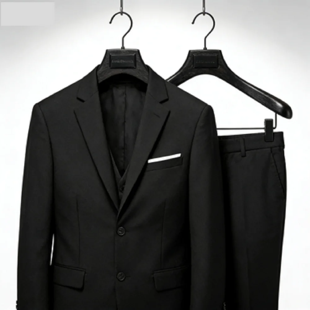 

Men's Monochromatic Slim Fit Wedding Suit Terno Peak Lapel 3 Button Jacket Vest Set Formal Business Smoking Attire