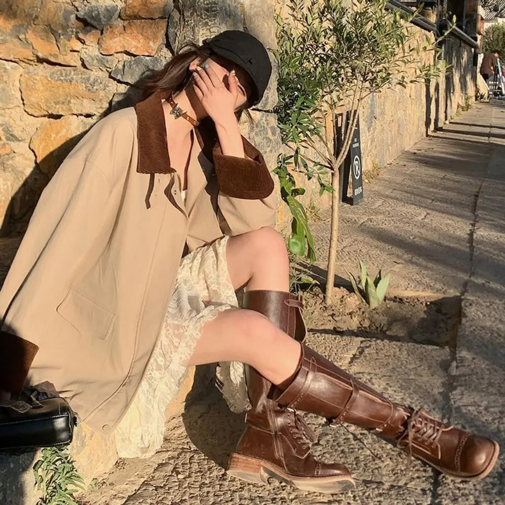 

Women's Khaki Vintage Windbreaker Coat Short Fashion Top for Spring Age-Reducing French Style Small Fit