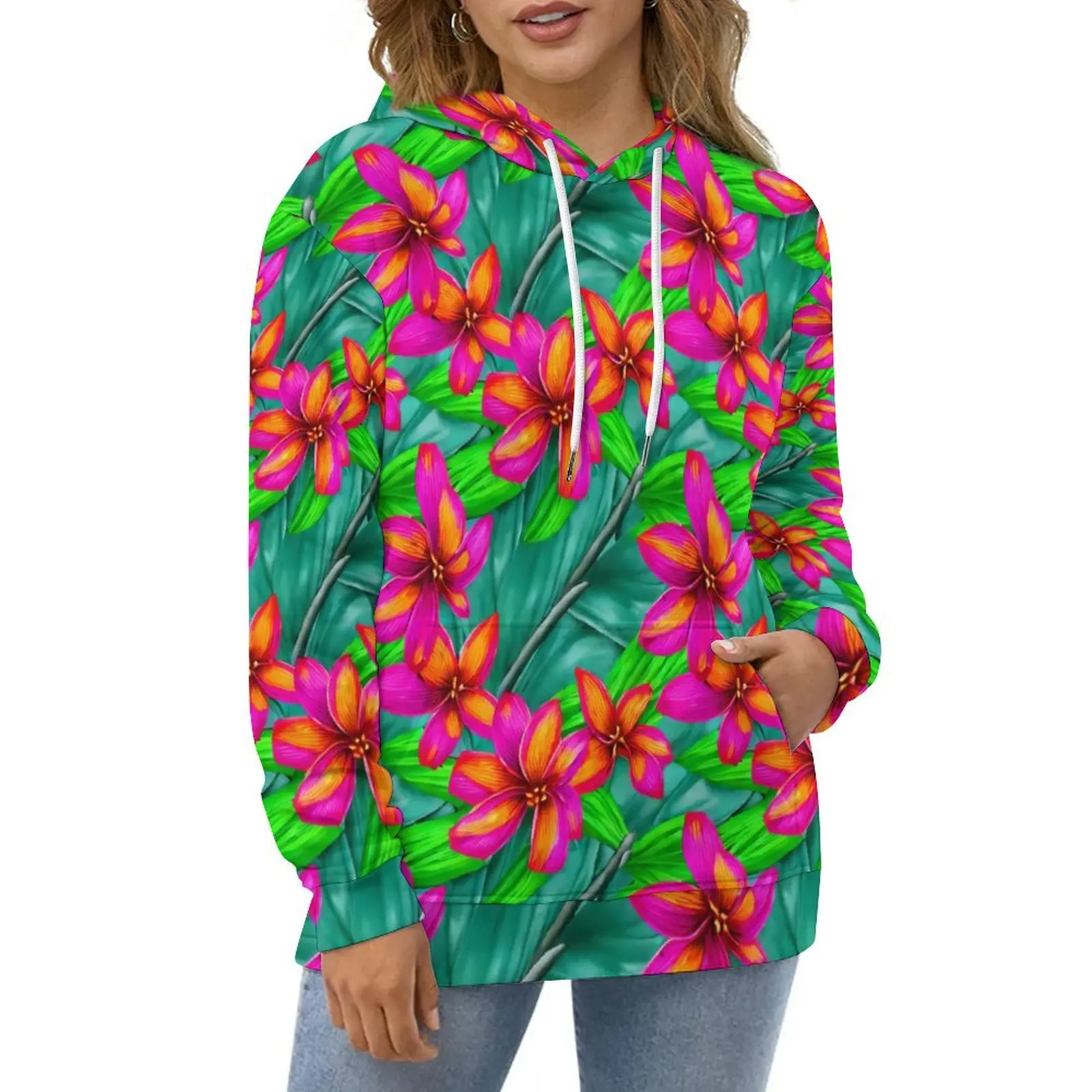 Tropical Paradise Hoodies Long-Sleeve Floral Modern Casual Pullover Hoodie Autumn Street Fashion Oversize Loose Sweatshirts