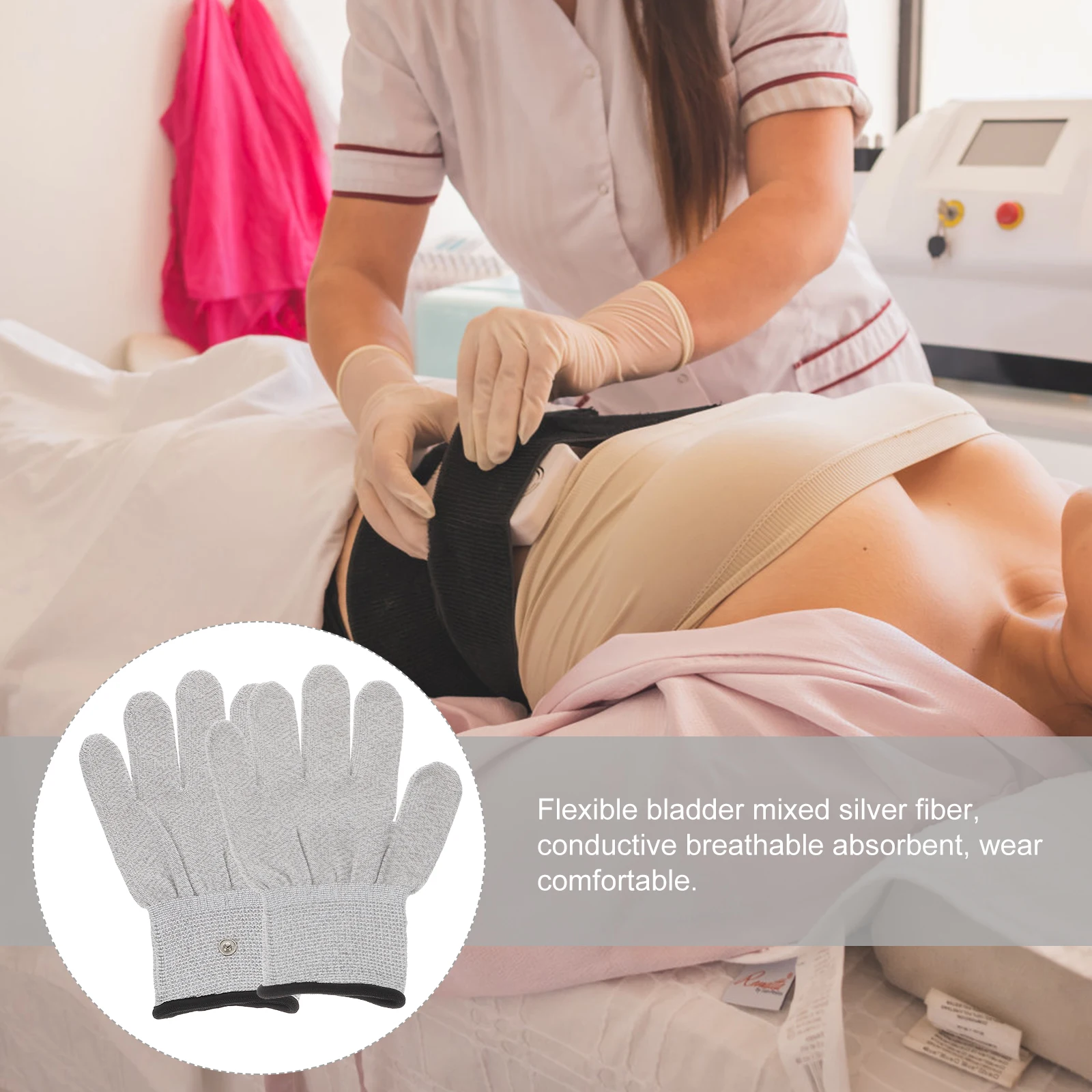 

2pcs Electric Therapy Gloves Premium Material Durable Elastic Comfortable Steel Button Conductive Breathable Mitts Massaging