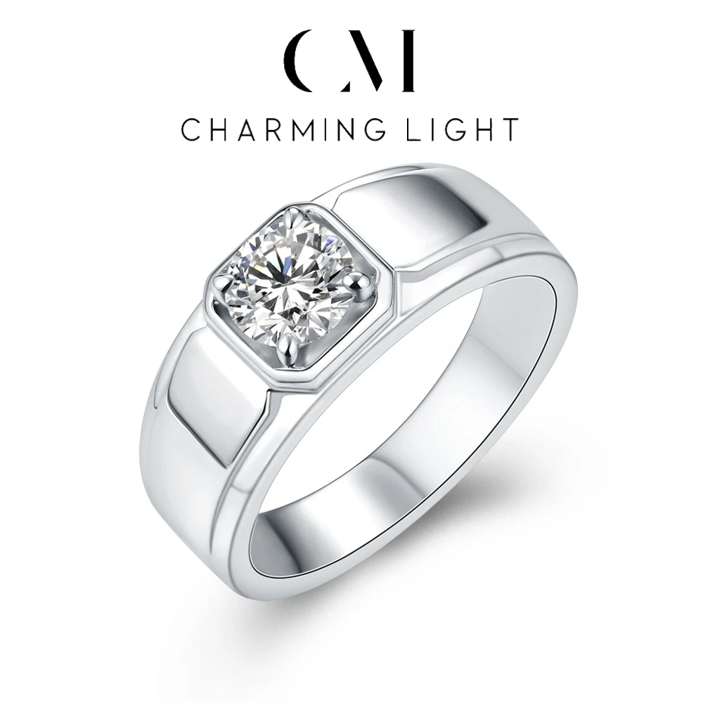 

Charming New Style Men Wedding Ring 1.0Ct D Color Moissanite Diamond Ring 925 Sterling Silver Engagement Fine Moissanite Jewelry