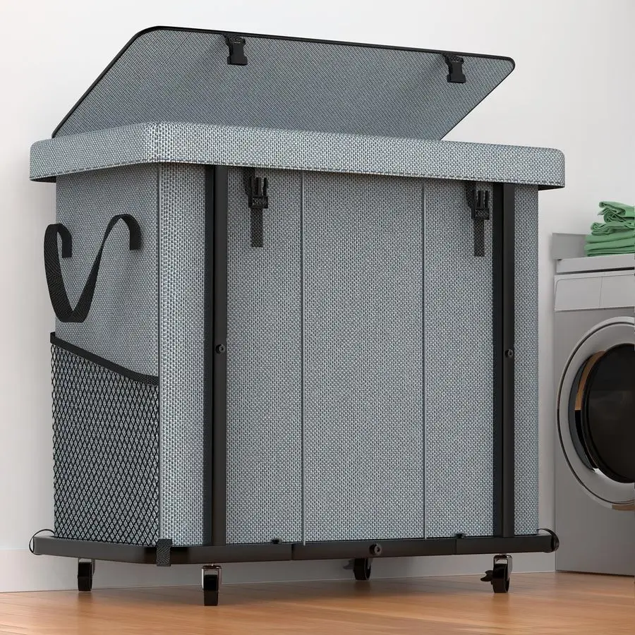 

Корзина для белья Gal 230L, высококачественная, большая, на колесиках, с металлическим каркасом и съемным мешком