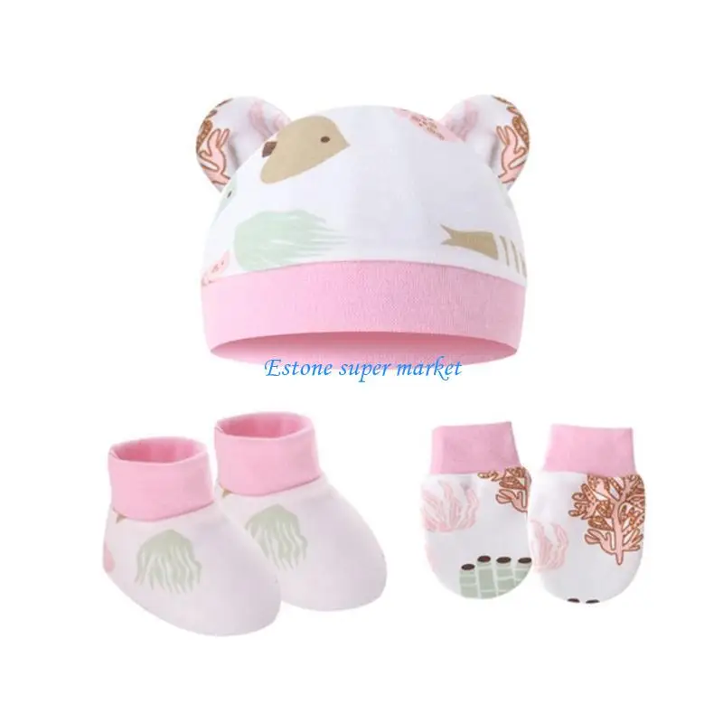 090B Baby Gloves Sock Set No Scratch Mittens Newborn Baby Mittens No Scratch