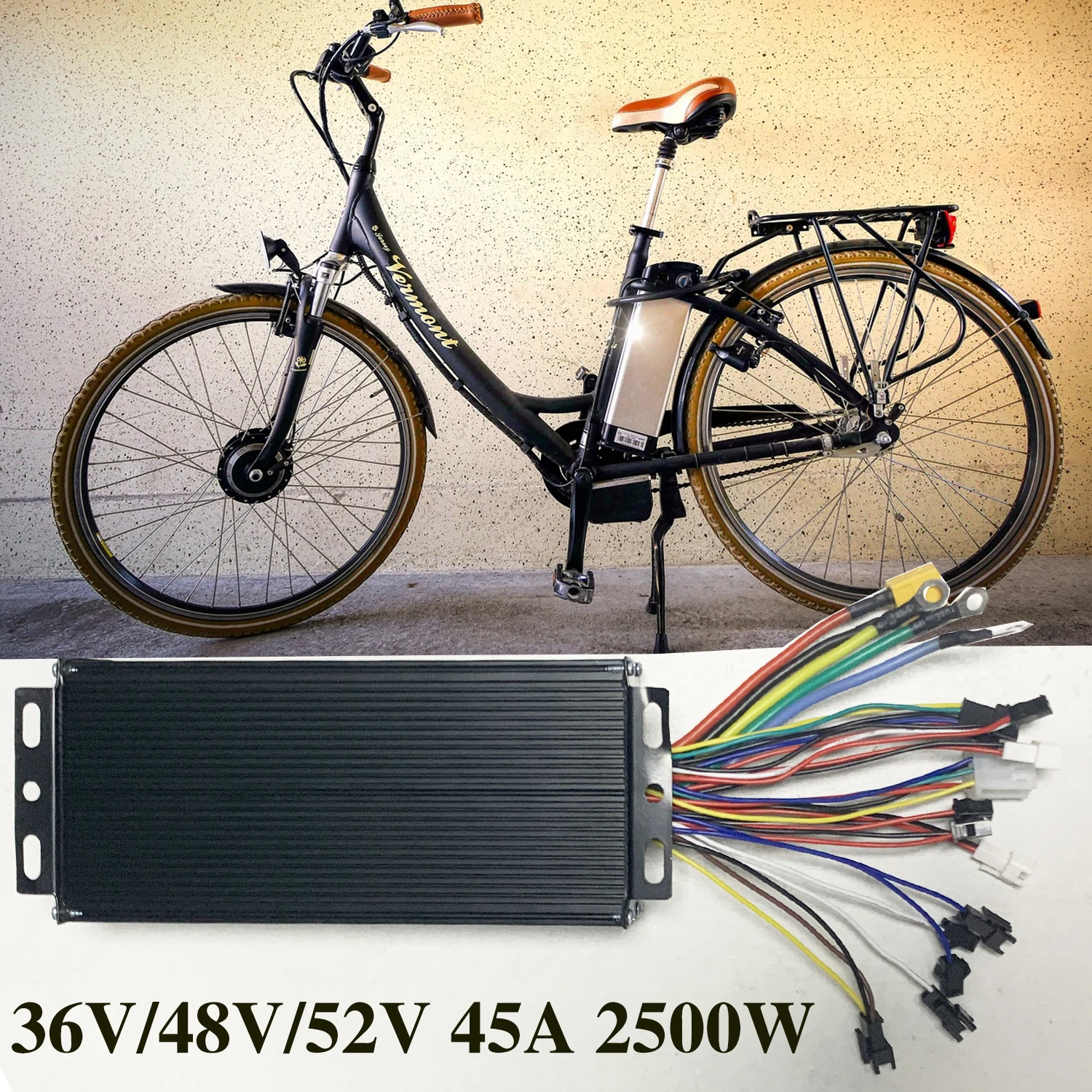 

36V 48V 52V 1000W 1500W 2000W 45A Brushless Sine Wave 3 mode Controller for No. 2 Protocol LCD Display Electric Bike E-Scooter