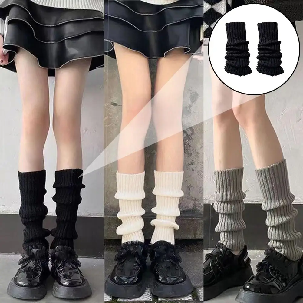 Long Leg Warmers Jk Lolita Style Winter Calf Covers Anti-slip Knitted Leg Warmers for Wear Sports Outing Leg Warmers