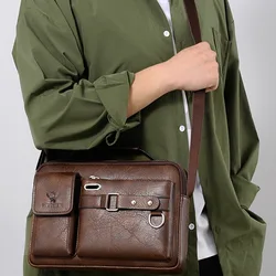 Men Vintage Shoulder Bag Pu Leather Business Messenger Bag For Man Fashion Small Male Crossbody Bags Handbags