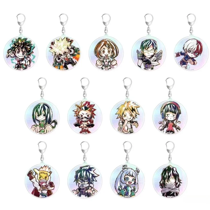 

Anime Shoto Todoroki Midoriya Izuku Keychain Doll Game Bakugou Katsuki Uraraka Ochako Acrylic Keyring Pendant for Gift