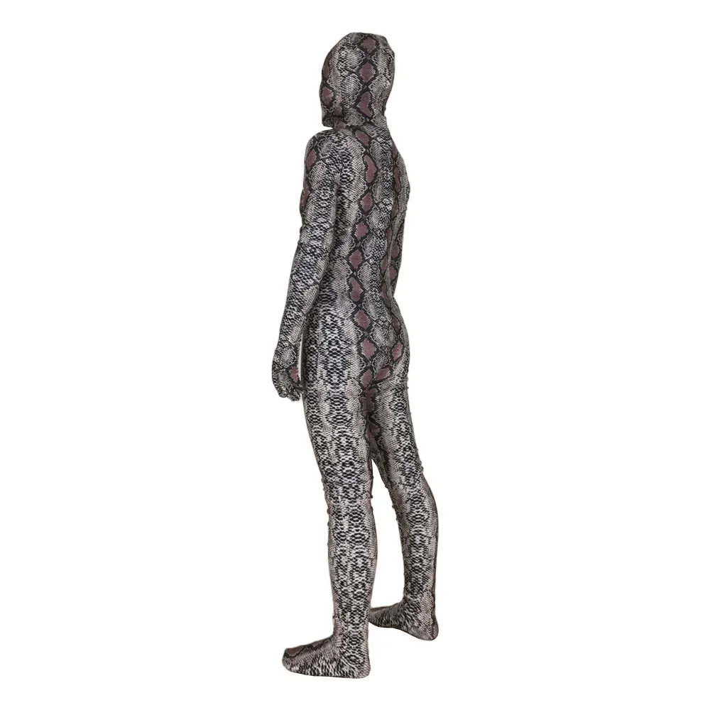 Volwassen Kinderen Slangenleer Patroon Cosplay Kostuum Slangenpatroon Halloween Jumpsuit Zentai Bodysuit